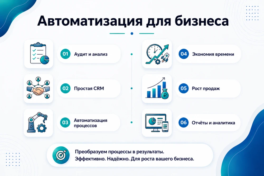 Инфографика: Как можно автоматизировать бизнес – основные этапы и преимущества для бизнесов