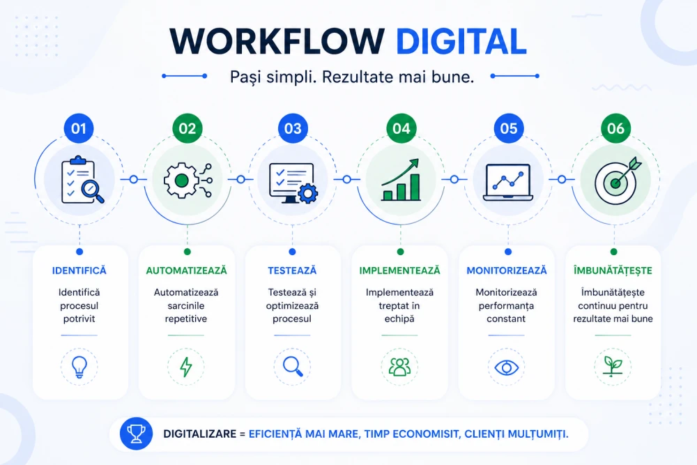 Infografic: etapele unui proces digital, pas cu pas