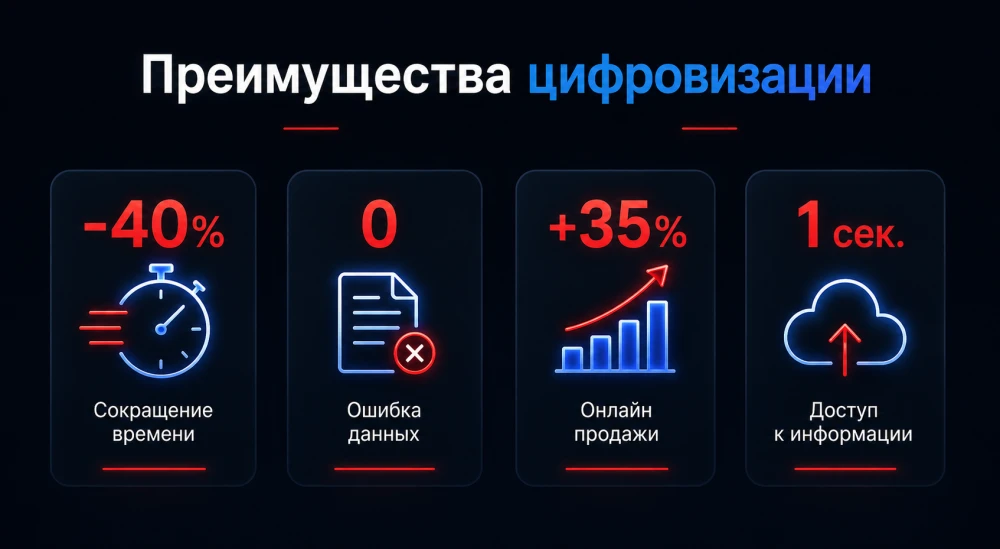 Инфографика о преимуществах цифровизации для компаний
